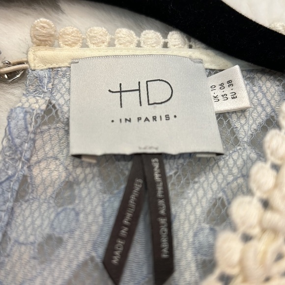 HD in Paris an Anthropology brand blue lace shirt w peplum size 6 - Picture 10 of 14